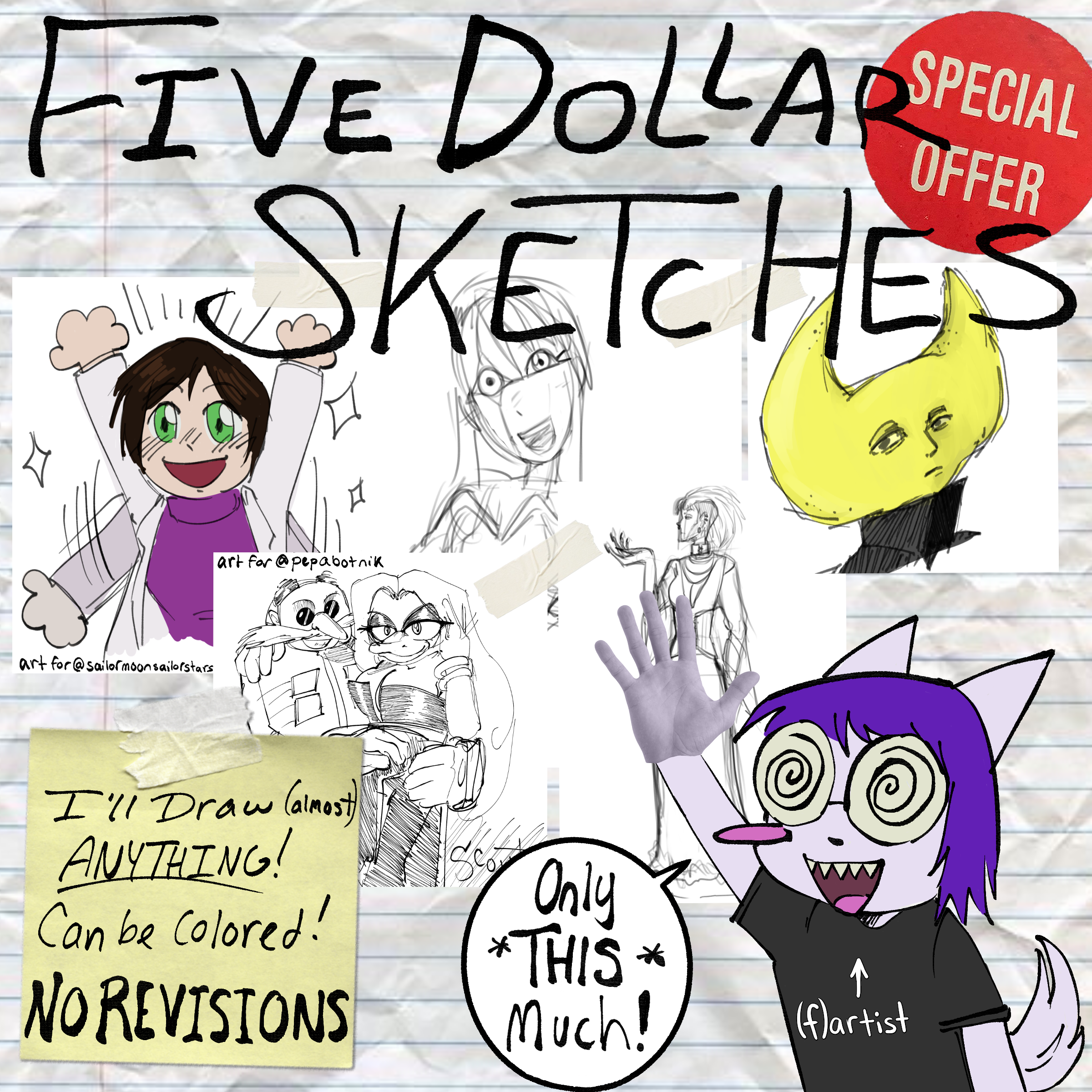 sketches for 5 dollars